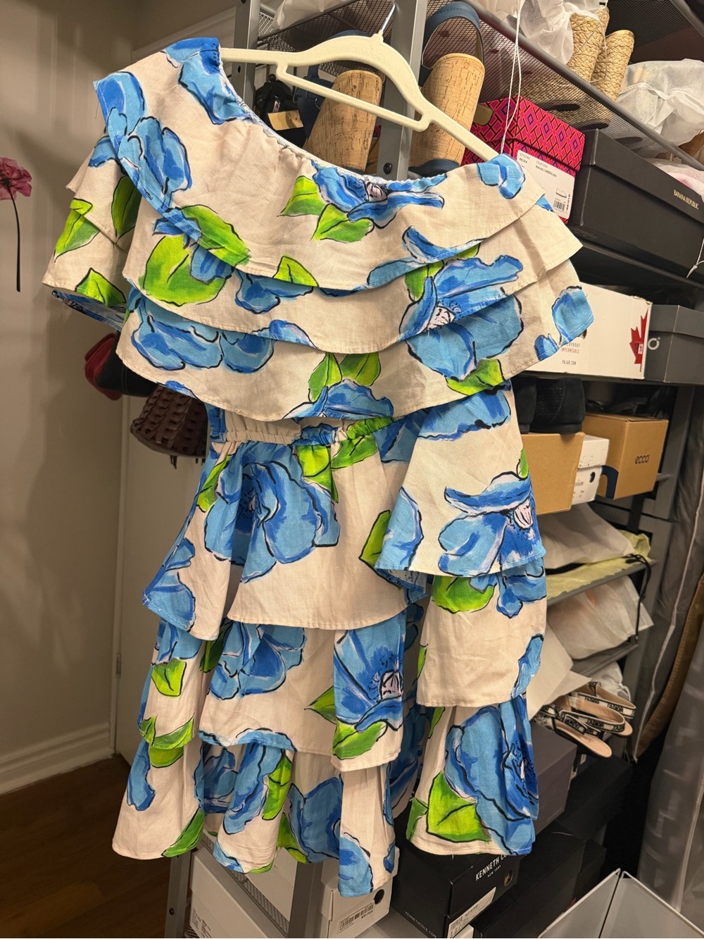 One-Shoulder Floral Ruffle Mini Dress - Picture 5 of 8